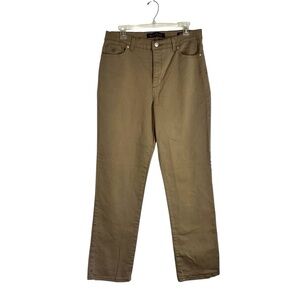 Gloria Vanderbilt Amanda Khaki Beige Casual Straight Leg Stretch DenimPants